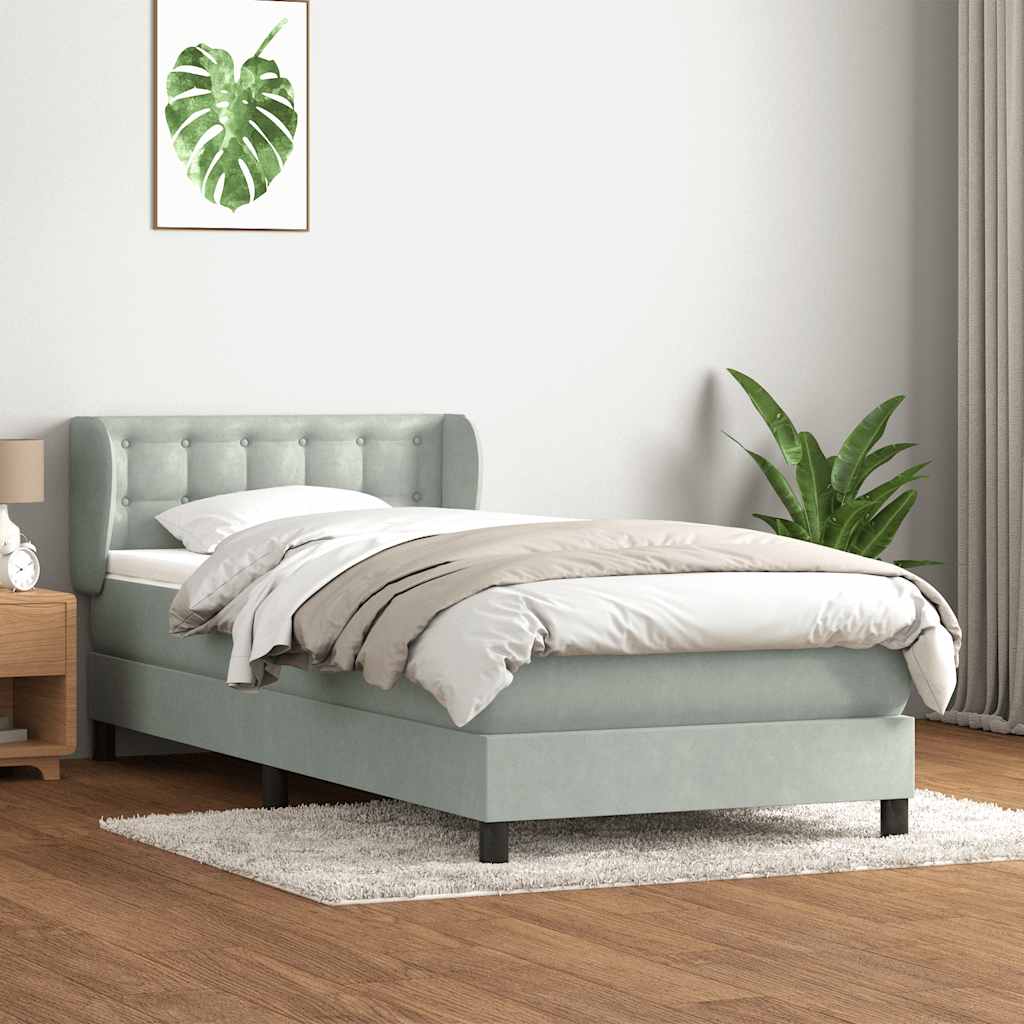 Boxspring met matras fluweel lichtgrijs 90x210 cm