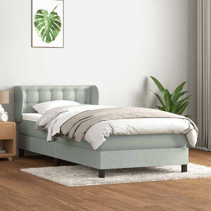 Boxspring met matras fluweel lichtgrijs 90x210 cm