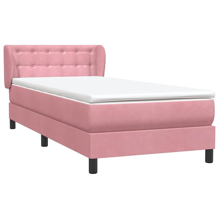 Boxspring met matras fluweel roze 90x210 cm