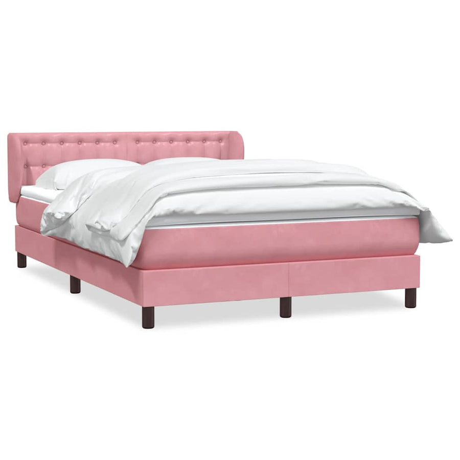 Boxspring met matras fluweel roze 140x210 cm