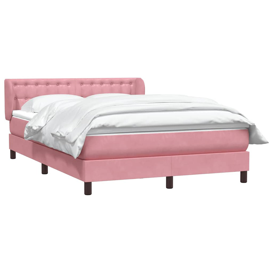 Boxspring met matras fluweel roze 140x210 cm