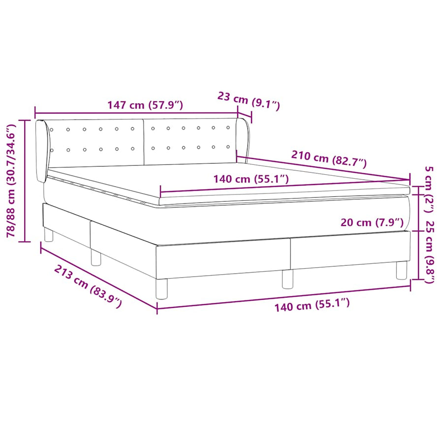 Boxspring met matras fluweel roze 140x210 cm