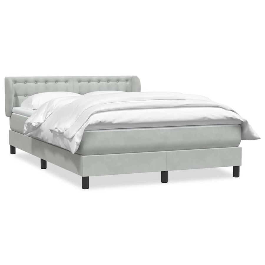 Boxspring met matras fluweel lichtgrijs 160x210 cm