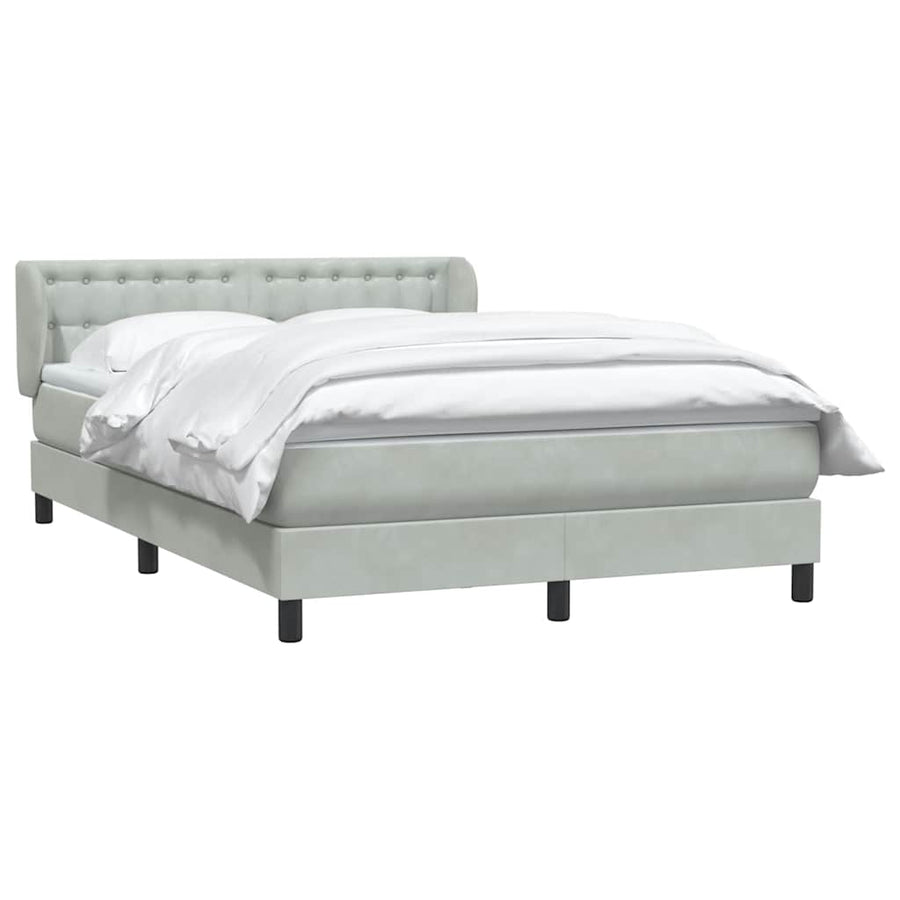 Boxspring met matras fluweel lichtgrijs 160x210 cm