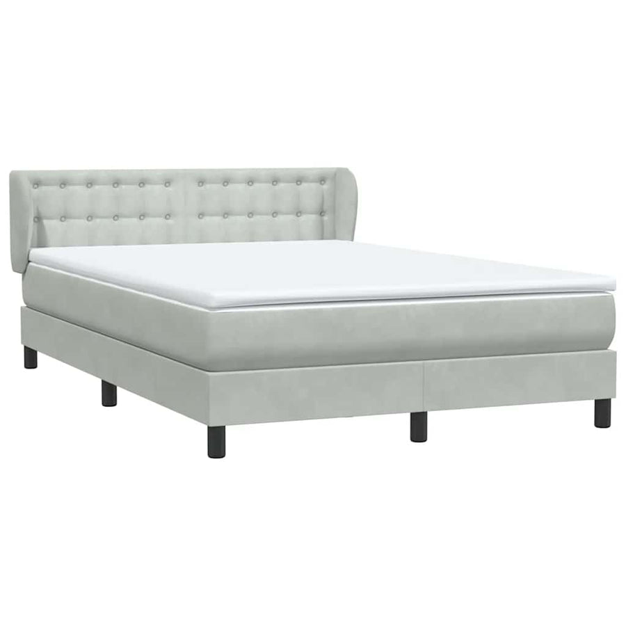 Boxspring met matras fluweel lichtgrijs 160x210 cm