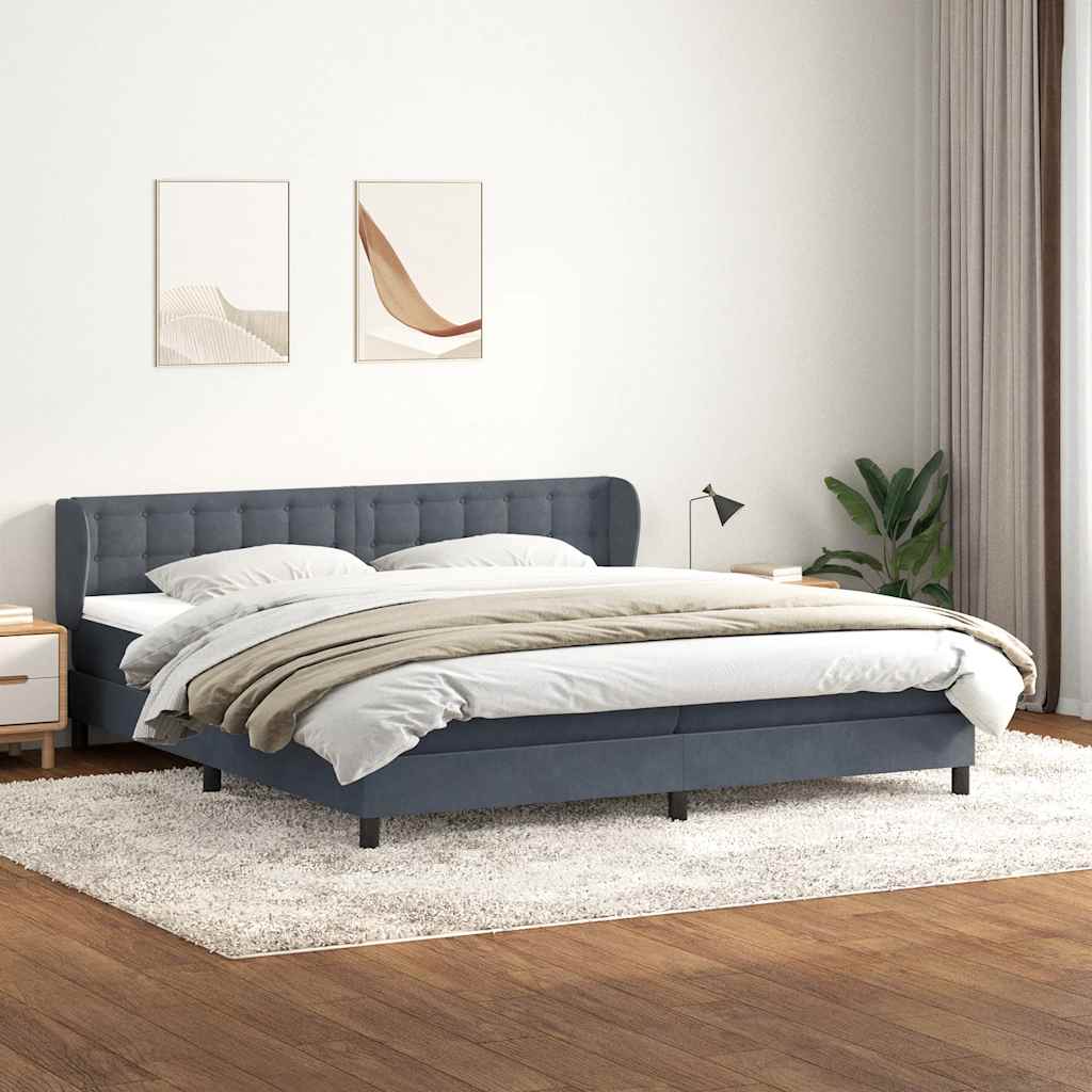 Boxspring met matrassen fluweel donkergrijs 180x210 cm