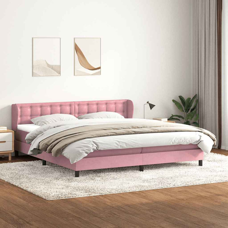 Boxspring met matrassen fluweel roze 180x210 cm