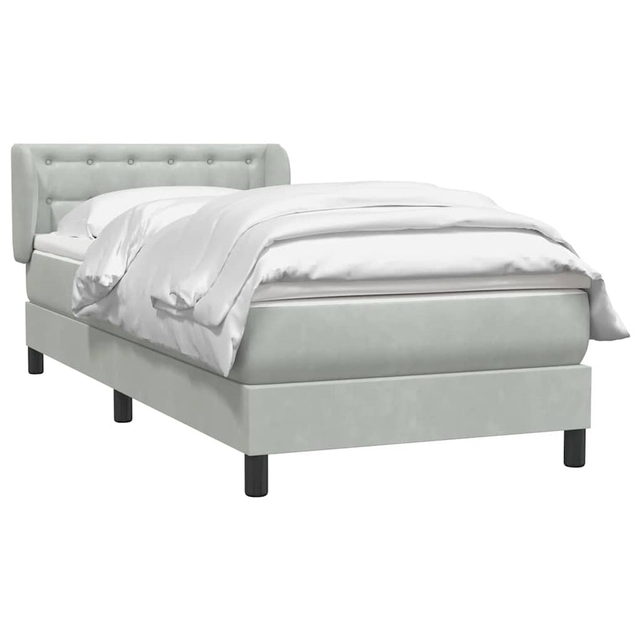 Boxspring met matras fluweel lichtgrijs 80x220 cm