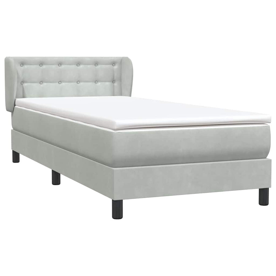 Boxspring met matras fluweel lichtgrijs 80x220 cm