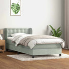 Boxspring met matras 80x220 cm lichtgrijs fluweel