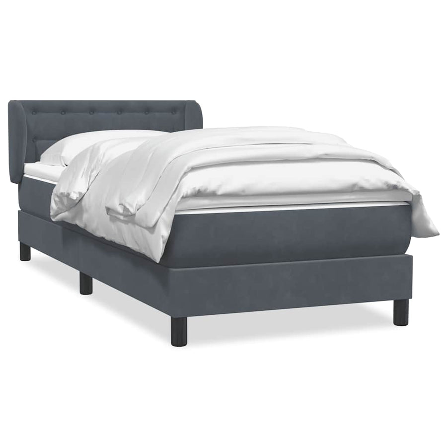 Boxspring met matras fluweel donkergrijs 80x220 cm