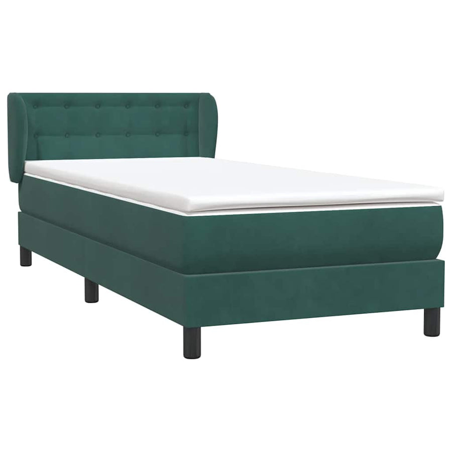 Boxspring met matras fluweel donkergroen 80x220 cm