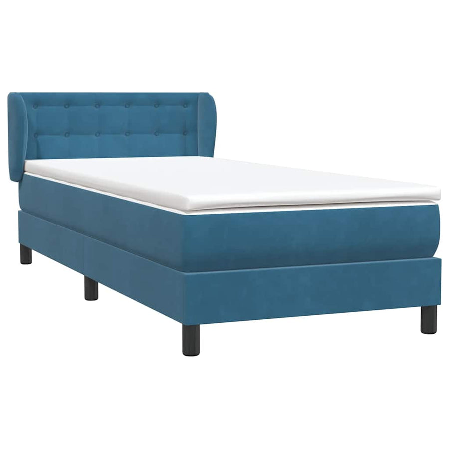 Boxspring met matras fluweel donkerblauw 80x220 cm