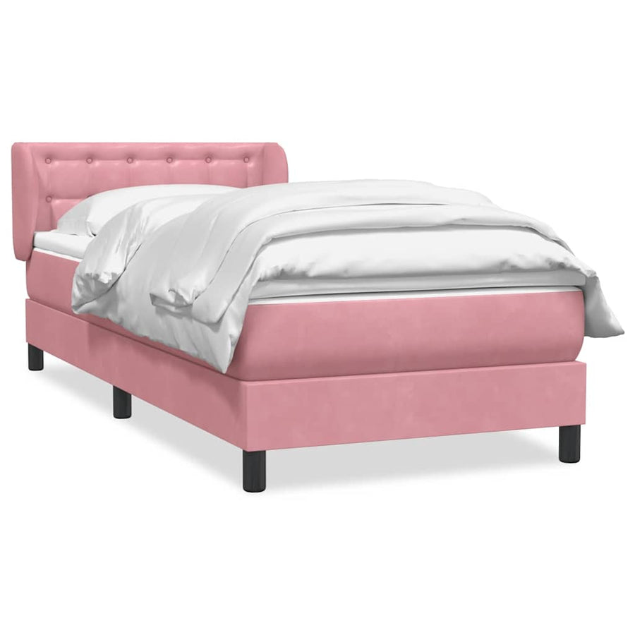Boxspring met matras fluweel roze 80x220 cm