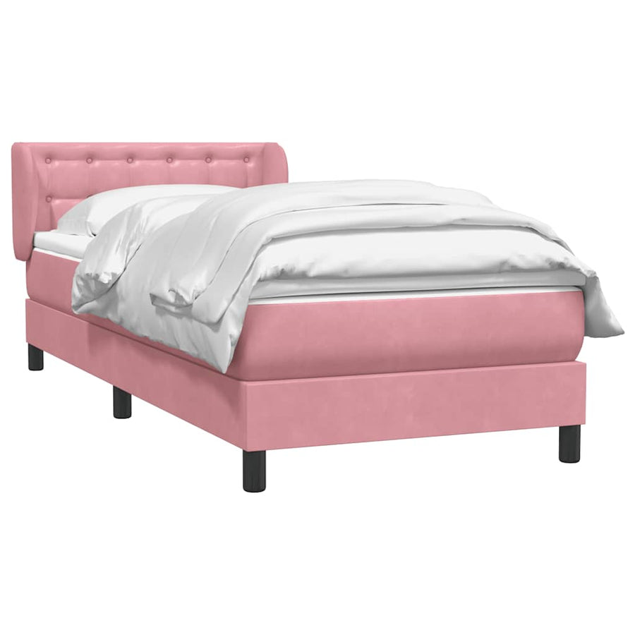 Boxspring met matras fluweel roze 80x220 cm