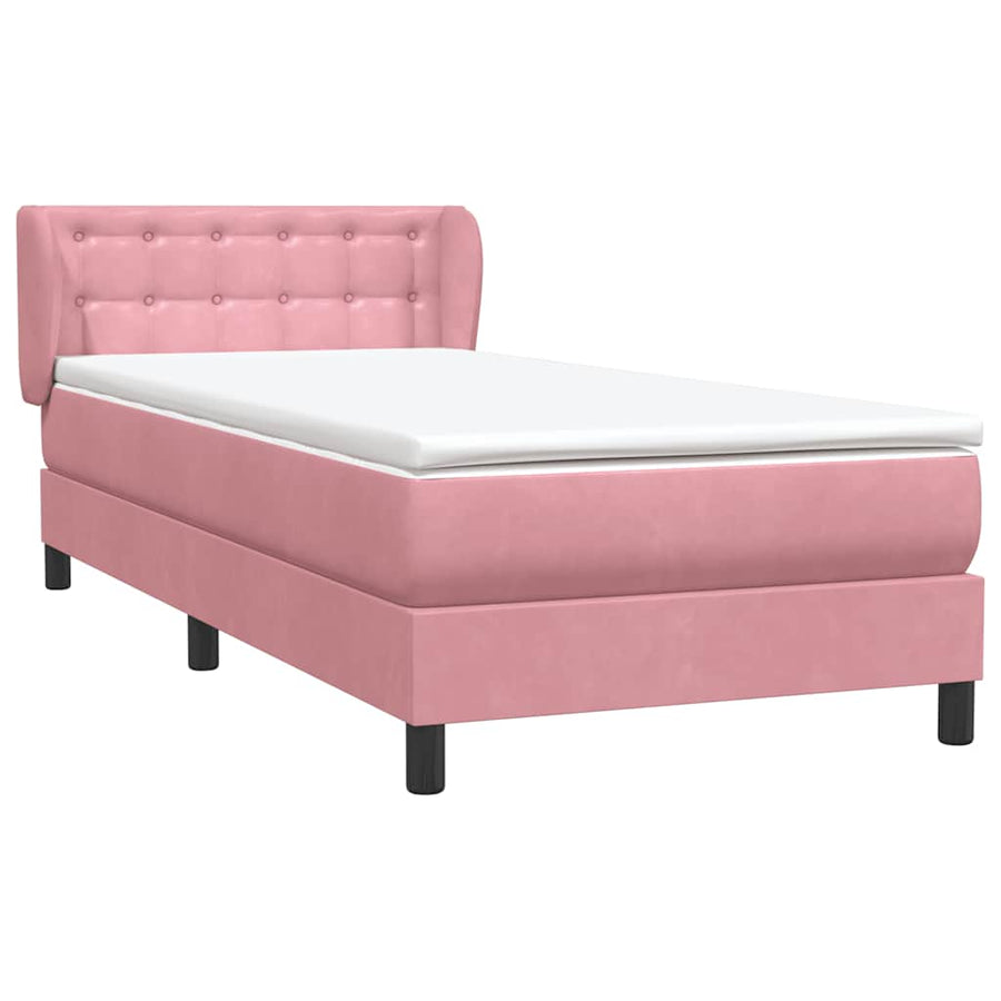 Boxspring met matras fluweel roze 80x220 cm