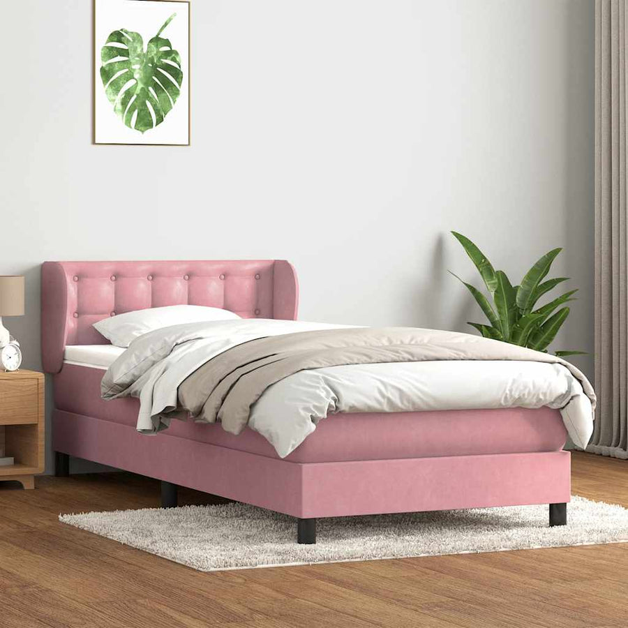 Boxspring met matras fluweel roze 80x220 cm
