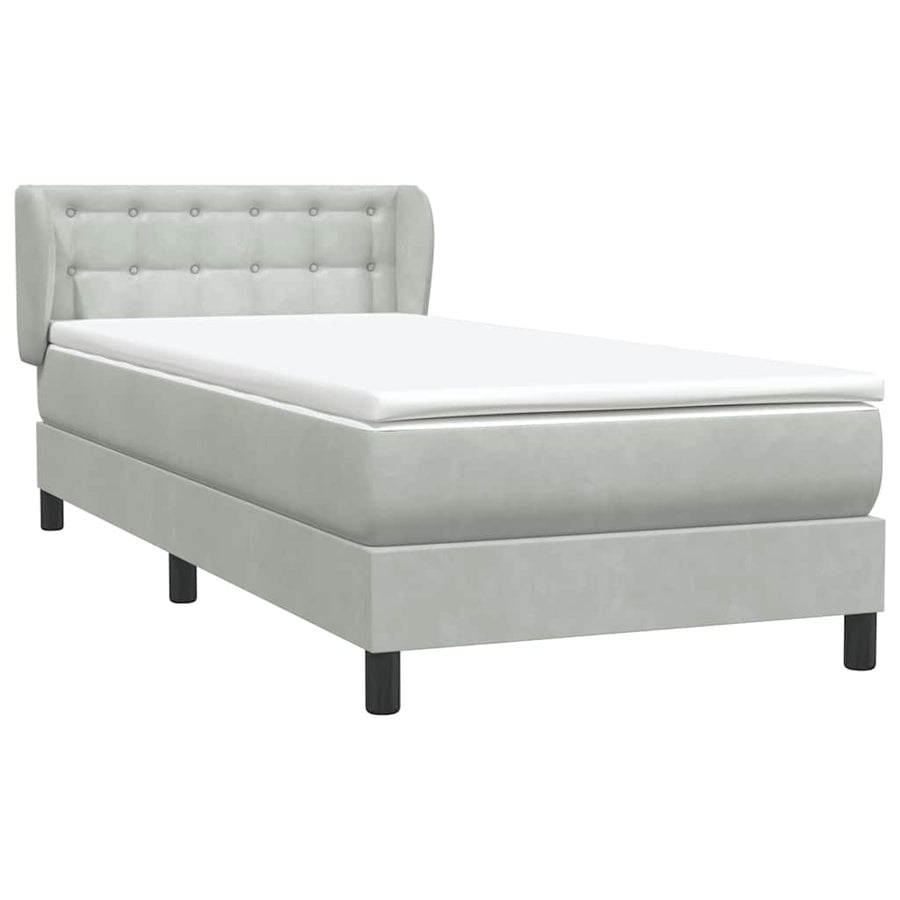 Boxspring met matras fluweel lichtgrijs 90x220 cm