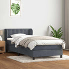 Boxspring met matras 90x220 cm donkergrijs fluweel