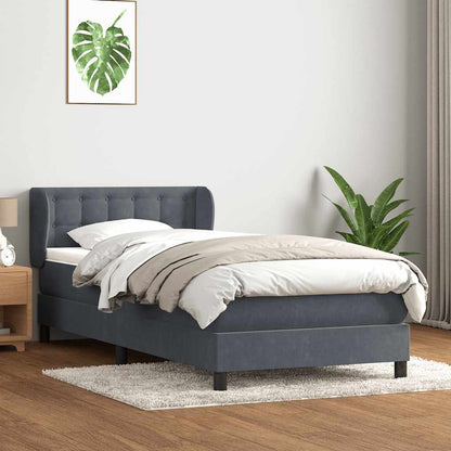 Boxspring met matras fluweel donkergrijs 90x220 cm