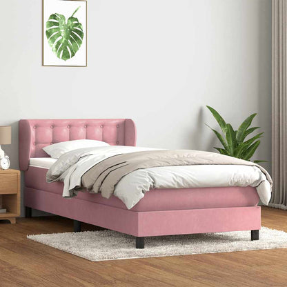Boxspring met matras fluweel roze 90x220 cm