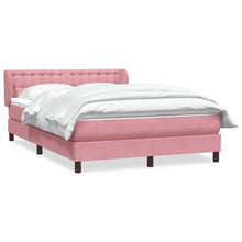 Boxspring met matras fluweel roze 140x220 cm