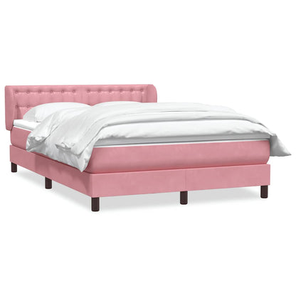 Boxspring met matras fluweel roze 140x220 cm