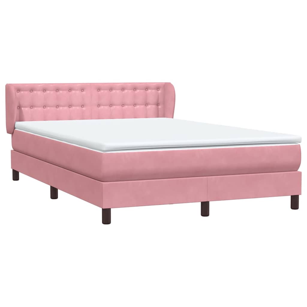 Boxspring met matras fluweel roze 140x220 cm