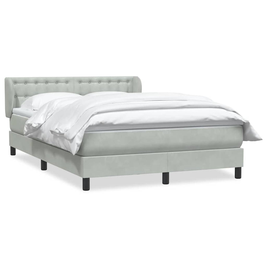 Boxspring met matras fluweel lichtgrijs 160x220 cm