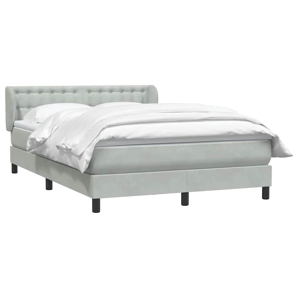 Boxspring met matras fluweel lichtgrijs 160x220 cm