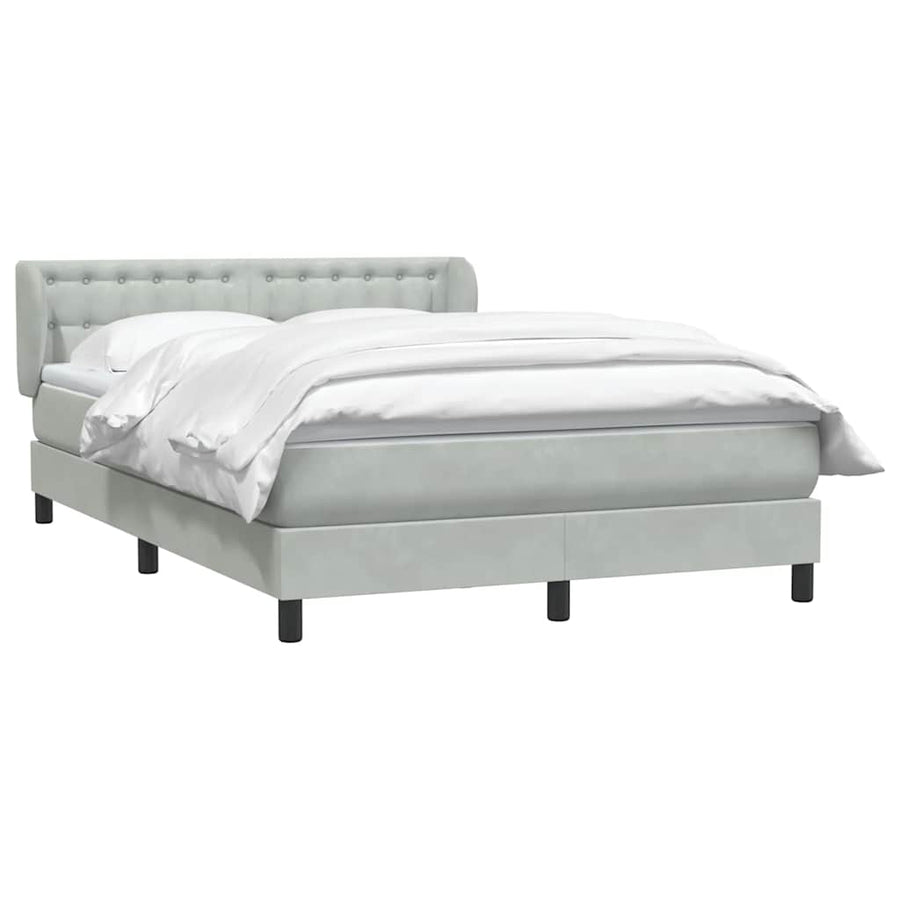 Boxspring met matras fluweel lichtgrijs 160x220 cm