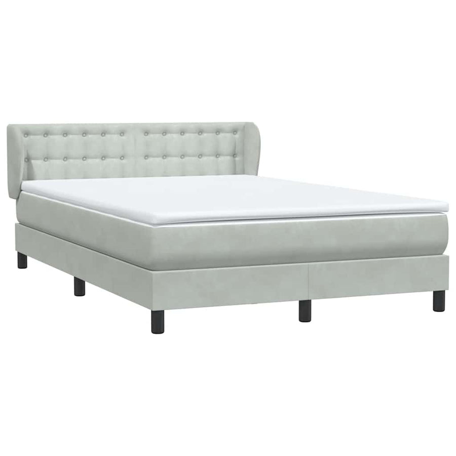 Boxspring met matras fluweel lichtgrijs 160x220 cm