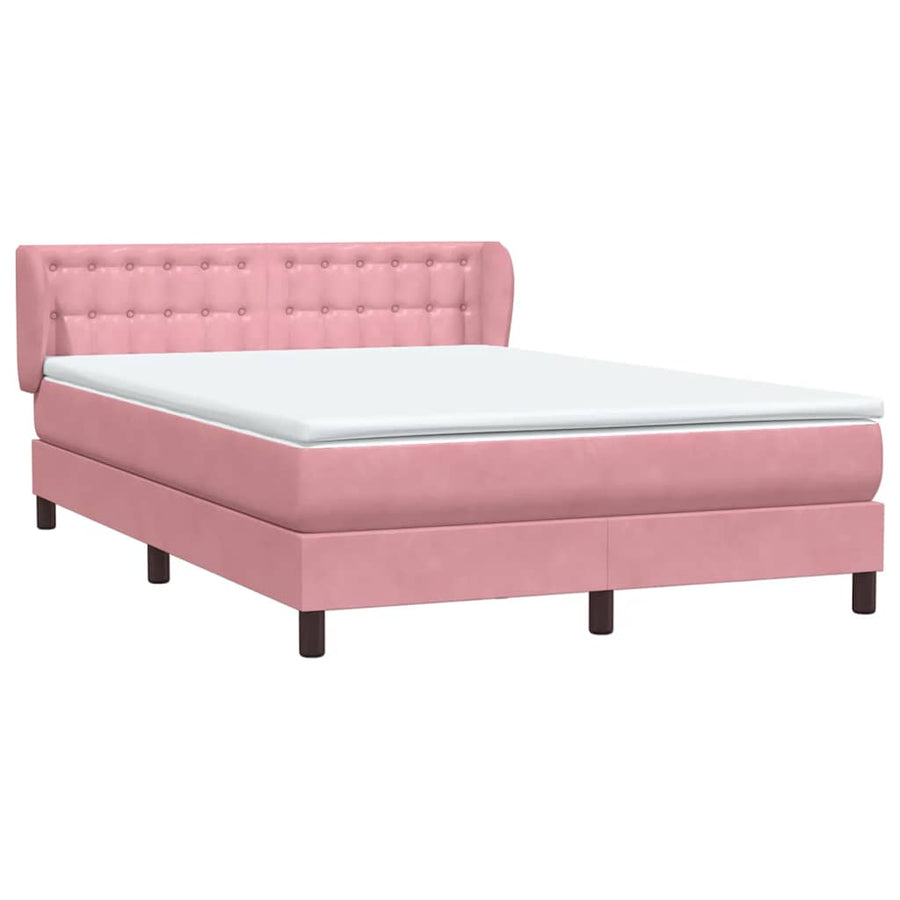 Boxspring met matras fluweel roze 160x220 cm