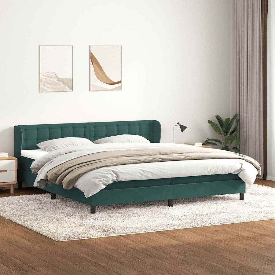 Boxspringbed Met Matrassen Fluweel 180 x 220 cm Donkergroen