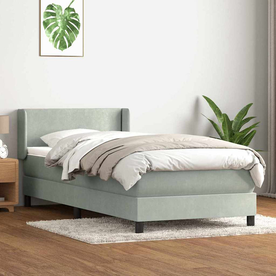 Boxspring met matras fluweel lichtgrijs 80x210 cm