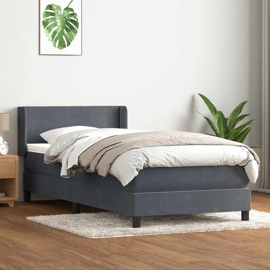 Boxspring met matras fluweel donkergrijs 80x210 cm
