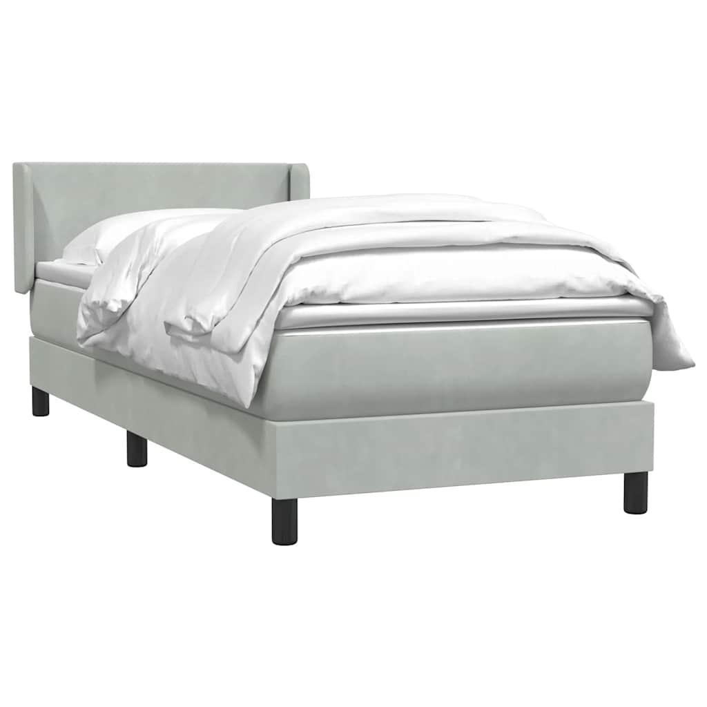 Boxspring met matras fluweel lichtgrijs 90x210 cm