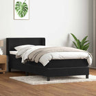 Box spring with mattress velvet black 90x210 cm