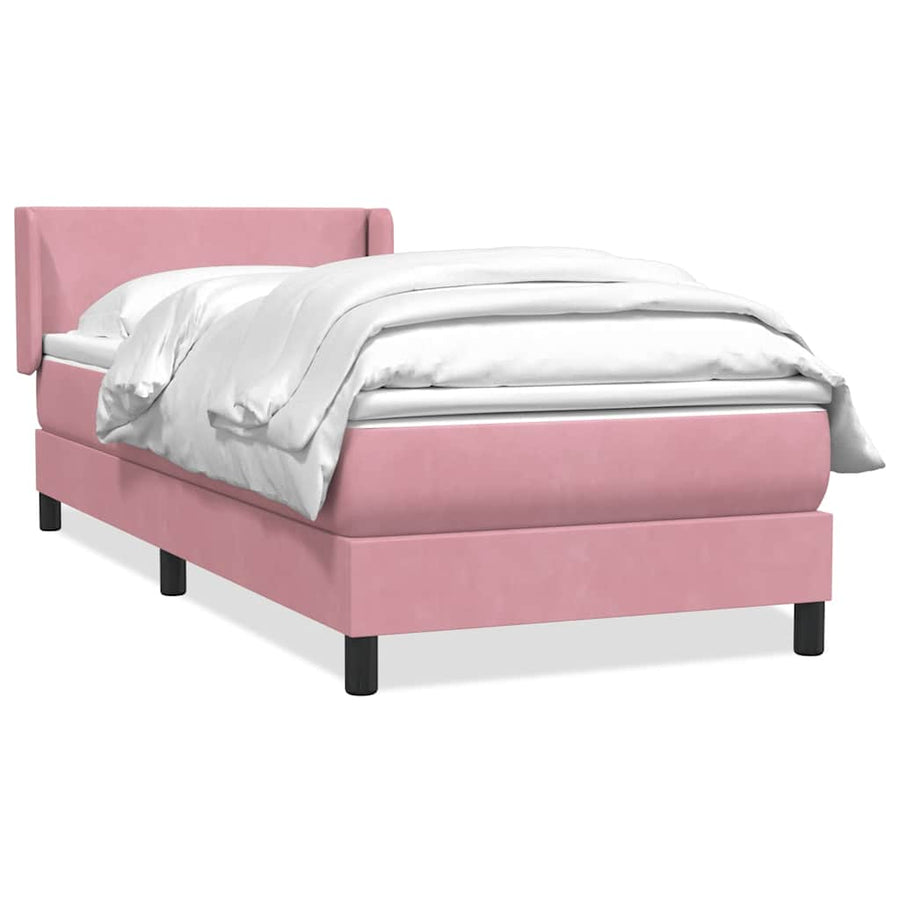 Boxspring met matras fluweel roze 90x210 cm