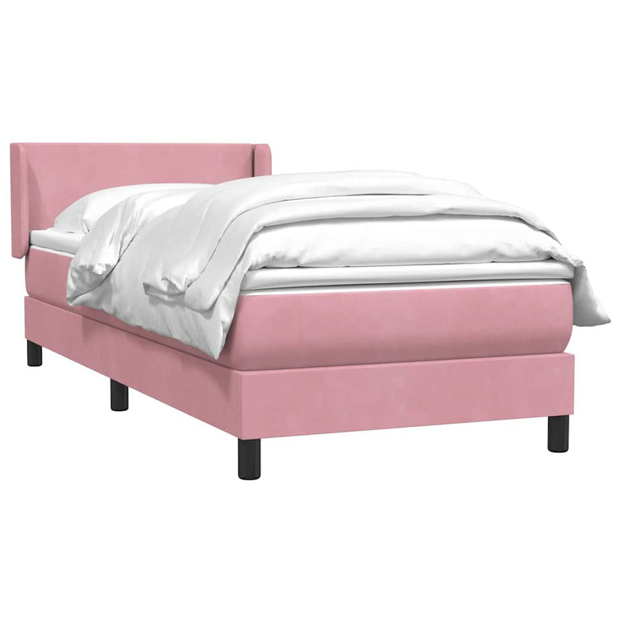 Boxspring met matras fluweel roze 90x210 cm