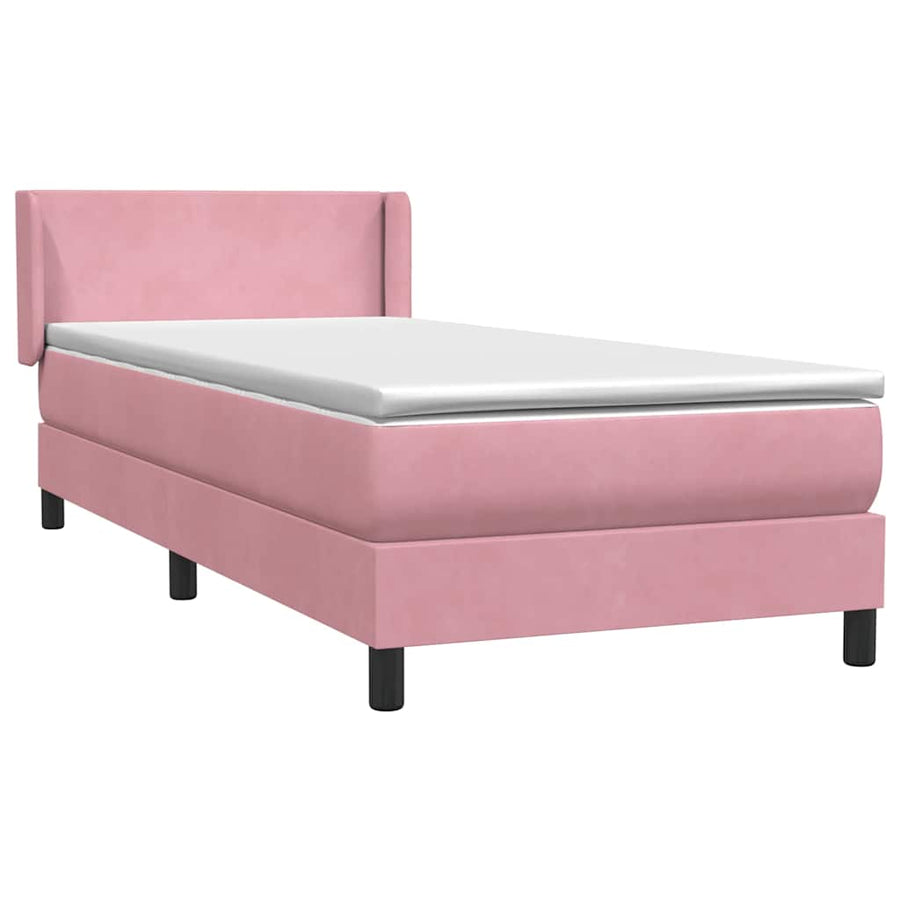Boxspring met matras fluweel roze 90x210 cm