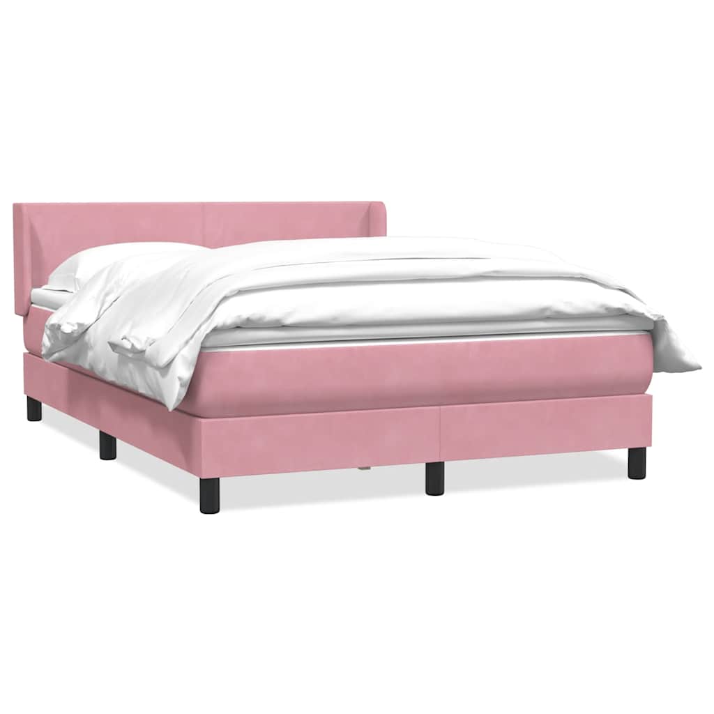 Boxspring met matras fluweel roze 140x210 cm