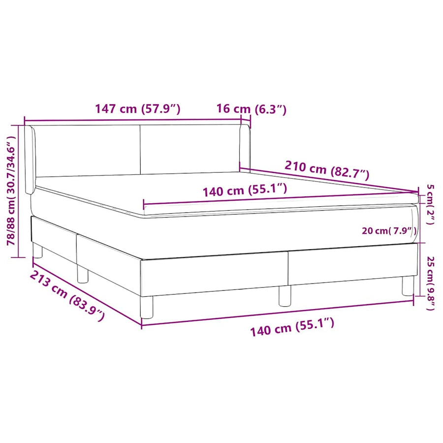 Boxspring met matras fluweel roze 140x210 cm