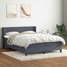 Box spring with velvet mattress dark grey 160x210 cm