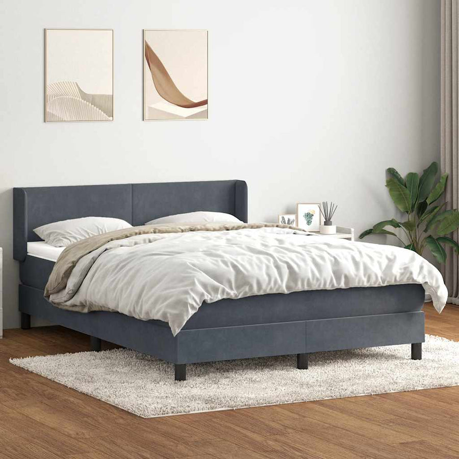 Boxspring met matras fluweel donkergrijs 160x210 cm