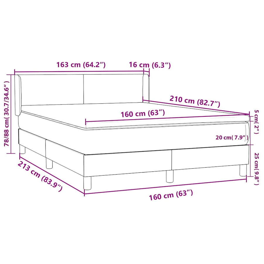 Boxspring met matras fluweel zwart 160x210 cm