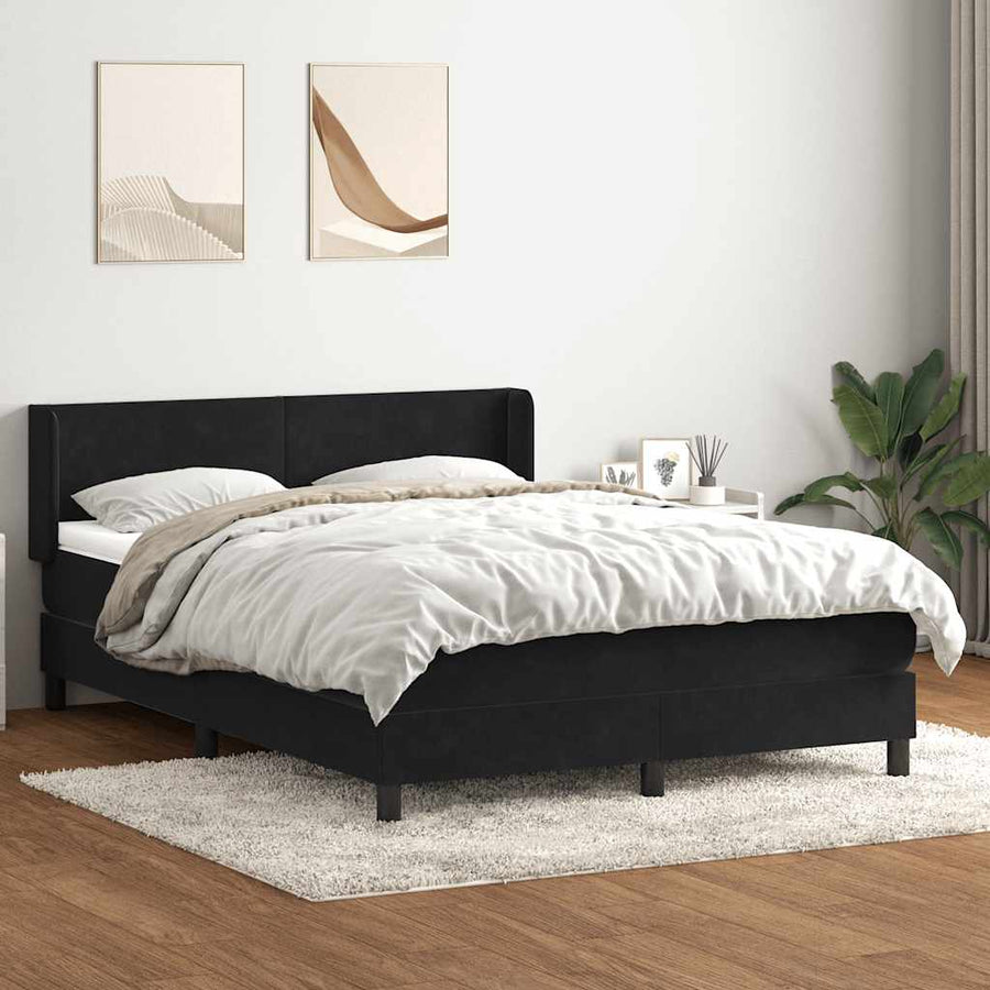 Boxspring met matras fluweel zwart 160x210 cm