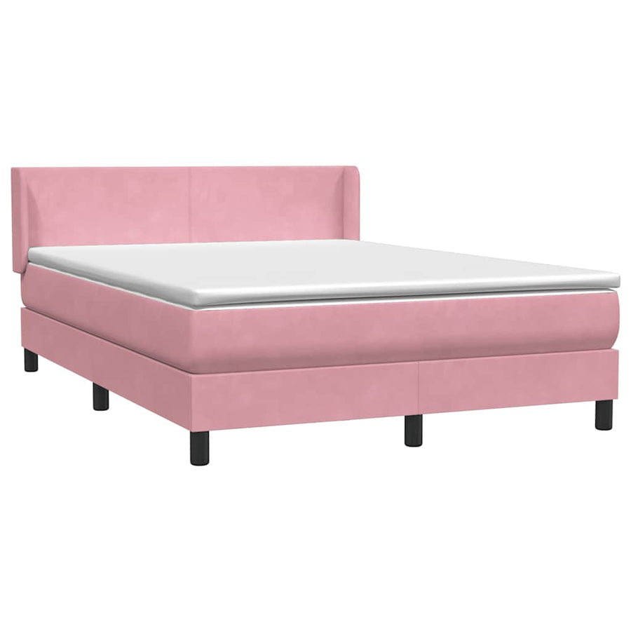 Boxspring met matras fluweel roze 160x210 cm
