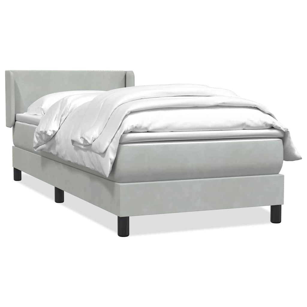 Boxspring met matras fluweel lichtgrijs 80x220 cm