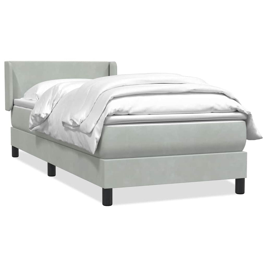 Boxspring met matras fluweel lichtgrijs 80x220 cm